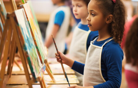 children-painting-easels-art-class